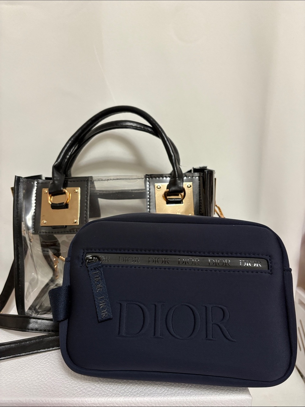 NIB Dior Blue Pouch in Clear Women's Handbag